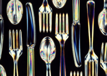 Knives, forks and spoons made from a biodegradable starch-polyester material. (Scott Bauer, Public domain, via Wikimedia Commons)