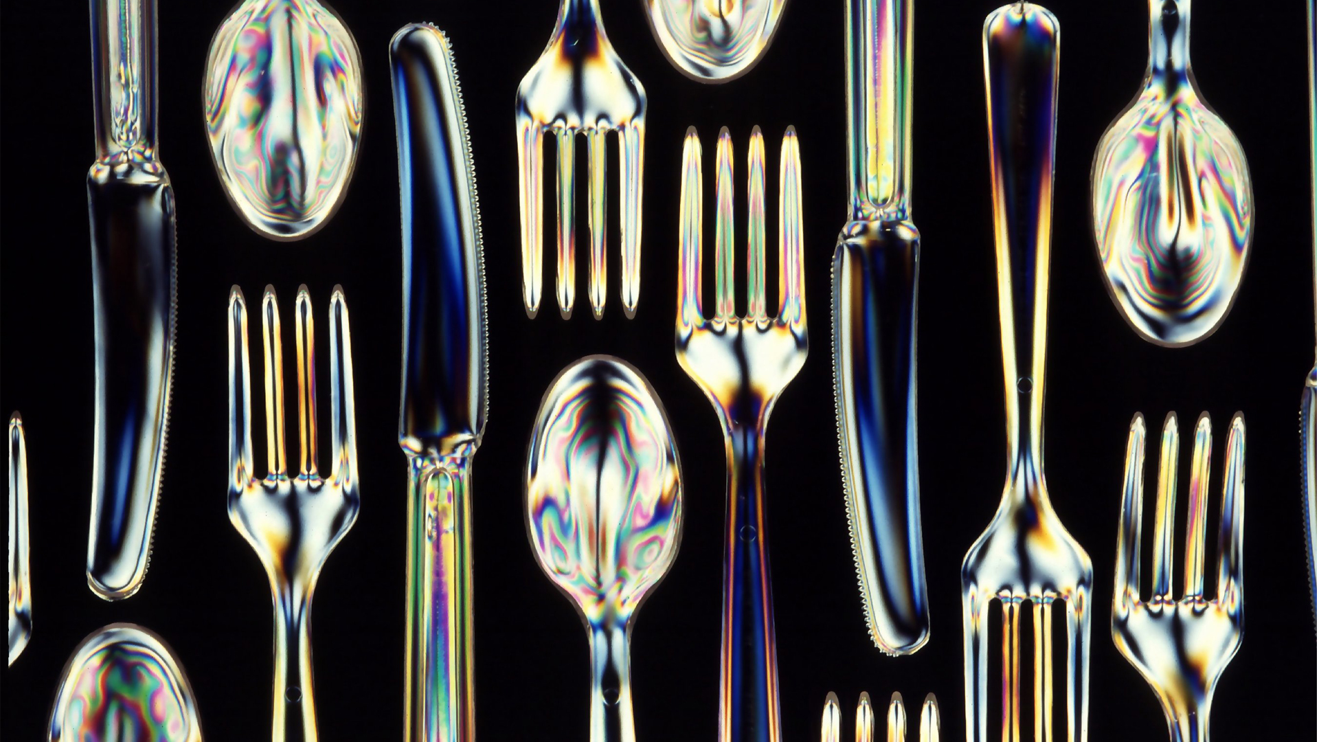 Knives, forks and spoons made from a biodegradable starch-polyester material. (Scott Bauer, Public domain, via Wikimedia Commons)