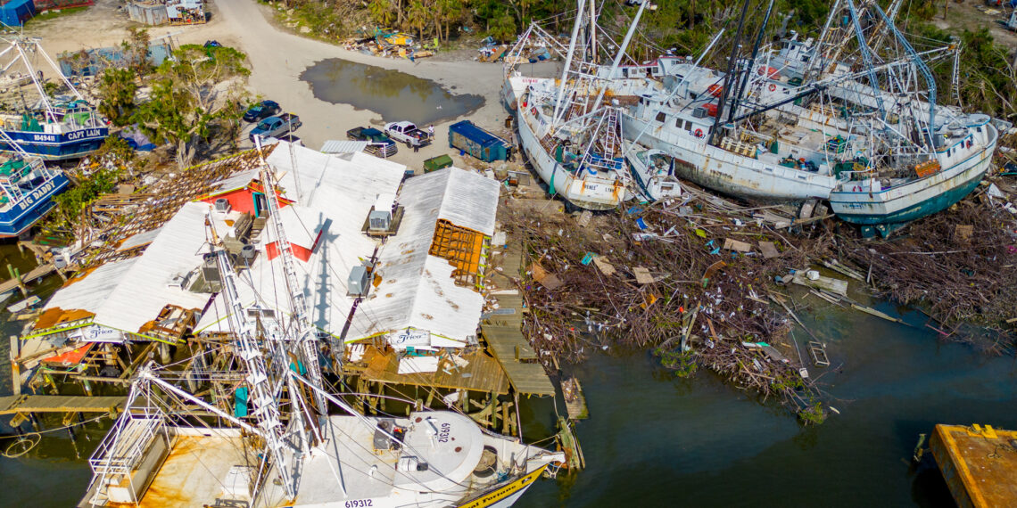 Boats are piled together in Fort Myers in November 2022, in the aftermath of the storm surge caused by Hurricane Ian. (iStockphoto image)