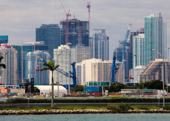 Construction projects in downtown Miami as seen from Biscayne Bay. (iStockphoto image)
