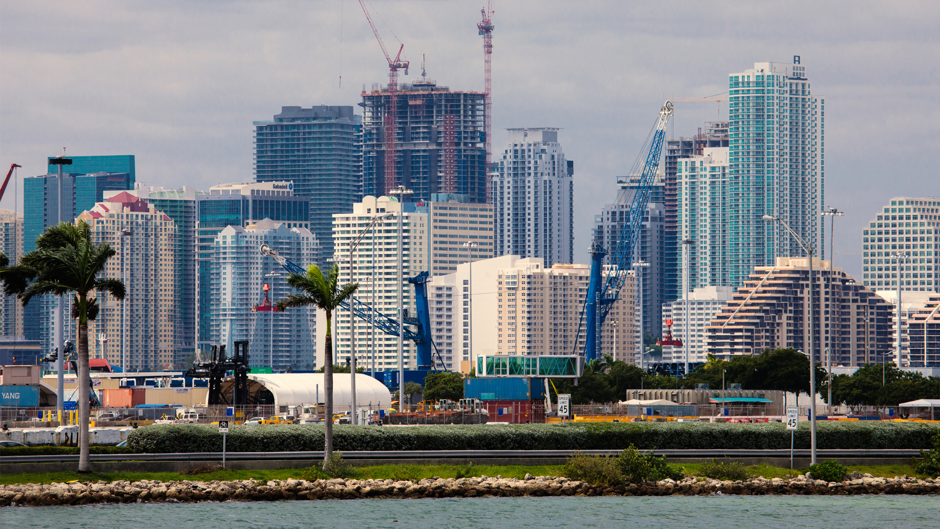 Construction projects in downtown Miami as seen from Biscayne Bay. (iStockphoto image)