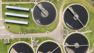 An aerial view of a wastewater treatment plant. (iStockphoto image)
