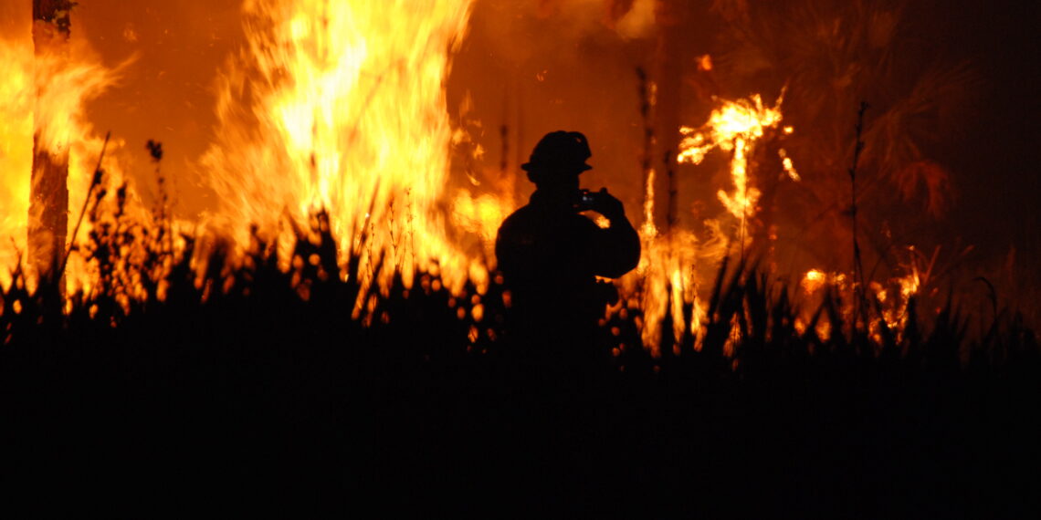 A wildfire at Florida Panther National Wildlife Refuge. (U.S. Fish and Wildlife Service Southeast Region, Public domain, via Wikimedia Commons)