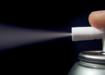 An aerosol spray can (PiccoloNamek, CC BY-SA 3.0, via Wikimedia Commons)