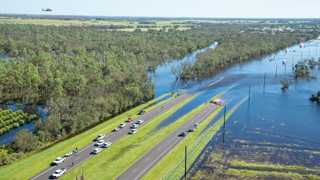 A flooded road following Hurricane Ian. (U.S. Customs and Border Protection, via Wikimedia Commons)