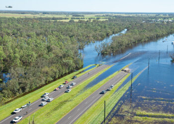 A flooded road following Hurricane Ian. (U.S. Customs and Border Protection, via Wikimedia Commons)