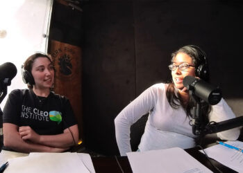 The hosts of The CLEO Institute's "House on Fire" podcast, Katrina Erwin and Glennys Navarrete. (Michael Landsberg photo)