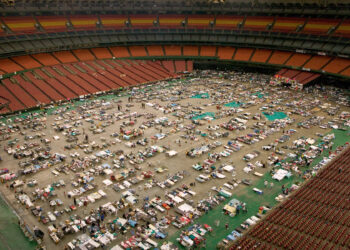 The Astrodome in Houston with approximately 2,000 evacuees following Hurricane Katrina. (FEMA photo/Andrea Booher)
