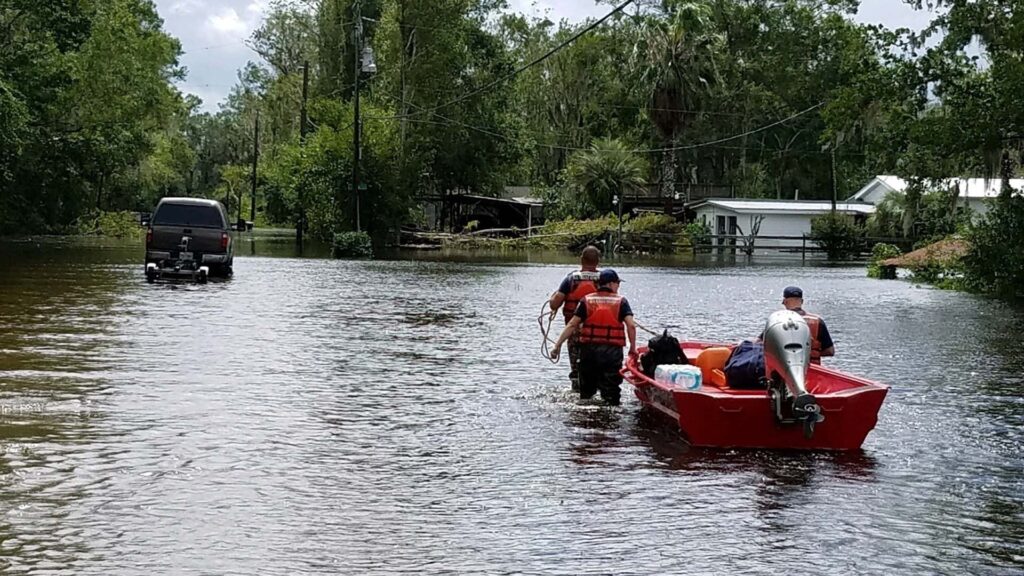 Coast Guard teams conduct rescue operations in Jacksonville, in 2017 following Hurricane Irma. (U.S. Department of Homeland Security photo via Wikimedia Commons)