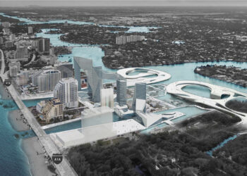 "Salty Urbanism" shows the changes needed to allow residents to continue to live in North Beach Village in the face of increased tidal flooding and as much as six feet of sea-level rise by 2100. (Image courtesy of Salty Urbanism)