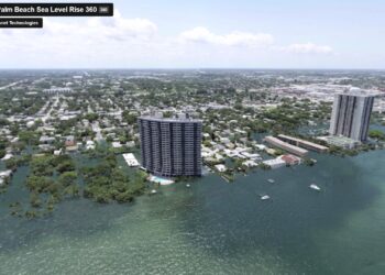 A still shot from a virtual reality video on seal-level rise in West Palm Beach, developed by Virtual Planet in partnership with Florida Atlantic University and the city of West Palm Beach.