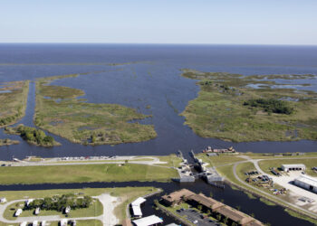 Aerial photograph of the Clewiston Locks on Lake Okeechobee. (iStockphoto image)
