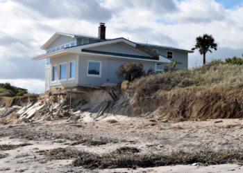 Damage caused by Hurricane Matthew hitting the east coast of Florida in 2016. Storms, tides and rising sea levels are swallowing up chunks of beach along Florida's coastline. (iStock image)