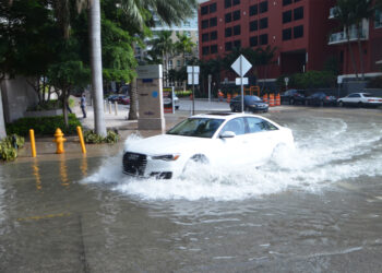 Sunny-day flooding in downtown Miami (B137, CC BY-SA 4.0, via Wikimedia Commons)