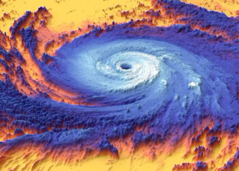 Satellite data illustrates the heat signature of Hurricane Maria above warm surface water in 2017. (NASA)