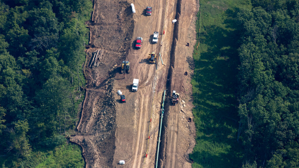 An aerial view of a natural gas pipeline being constructed in West Virginia (iStock image)