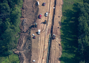 An aerial view of a natural gas pipeline being constructed in West Virginia (iStock image)