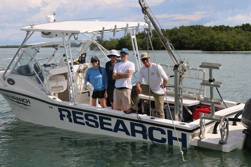 (From left): Researchers Stephanie Schreiber; first author; Nicole Stockley; a research engineer; Malcolm McFarland, Ph.D., senior author; and Trevor McKenzie, a graduate student. (FAU)