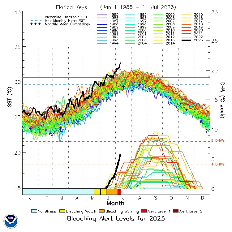 Bleaching Alert Levels for 2023 (NOAA image)