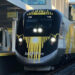 A Brightline train at a Fort Lauderdale station (Patrickhamiltonbrightline, CC BY-SA 4.0, via Wikimedia Commons)