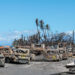 Damaged buildings and vehicles destroyed in the Lahaina wildfires in Maui, Hawaii, on Aug. 18, 2023. (Spc. Sean Walker, Public domain, via Wikimedia Commons)
