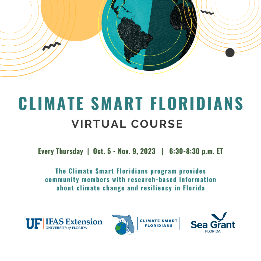 A flier for the Climate Smart Floridians Virtual Course (UF/IFAS)