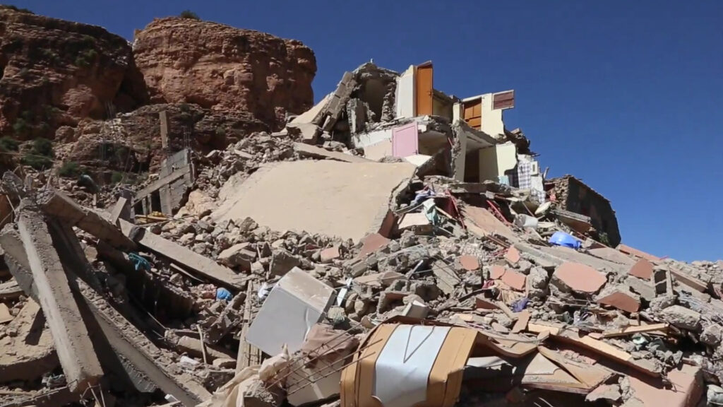 The impact of the Sept. 8 earthquake in Imi N'Tala, Morocco (alyaoum24, CC BY 3.0, via Wikimedia Commons)