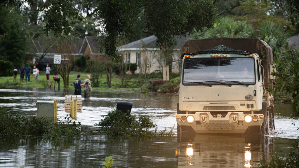 The Florida National Guard assists Escambia County residents following Hurricane Sally in 2020. (U.S. Air Force Photo by TSgt. Christopher Milbrodt, CC BY 2.0, via flickr)