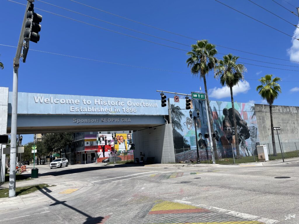The historically Black Miami neighborhood of Overtown is among those formerly redlined neighborhoods that typically is hotter than others. (Amy Green/Inside Climate News)