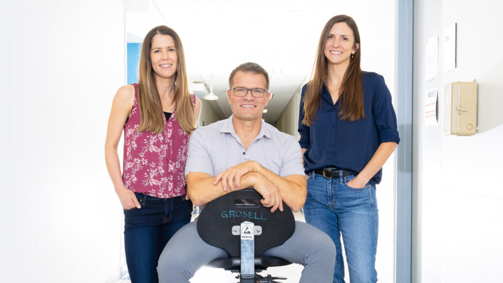 From left, Rachael M. Heuer, Martin Grosell, and Amanda Oehlert. The researchers are studying the role fish play in the ocean's carbon cycle. (Joshua Prezant/University of Miami)