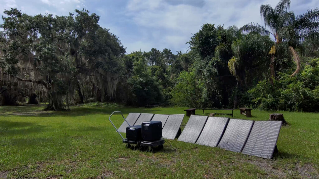 A solar generator and panels (FAU Center for Environmental Studies)