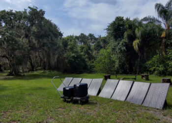 A solar generator and panels (FAU Center for Environmental Studies)