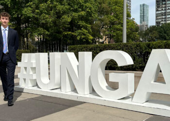 Will Charouhis outside the United Nations General Assembly at the U.N. headquarters in New York City. (Submitted photo)
