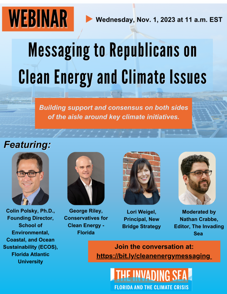 Flier for clean energy webinar (FAU CES)