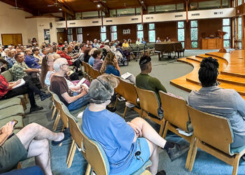 Jacqueline Patterson, founder of the Chisholm Legacy Project, delivers the keynote address at the Gainesville/Alachua County Climate Summit on Sept. 30 at the United Church of Gainesville. (Photo by M.L. McGaughran)
