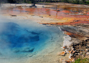 A hot spring in Yellowstone National Park (Brocken Inaglory, CC BY-SA 3.0, via Wikimedia Commons)