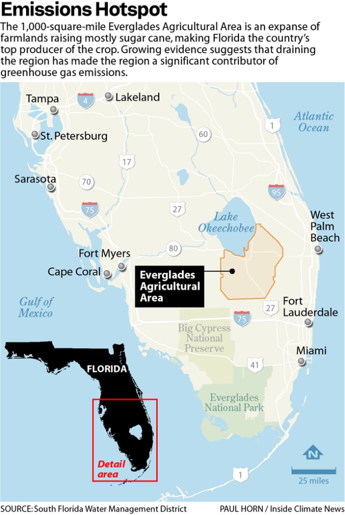 A map of the Everglades Agricultural Area (Inside Climate News)
