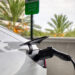 An electric vehicle charging in a parking garage in St. Petersburg. (iStock image)