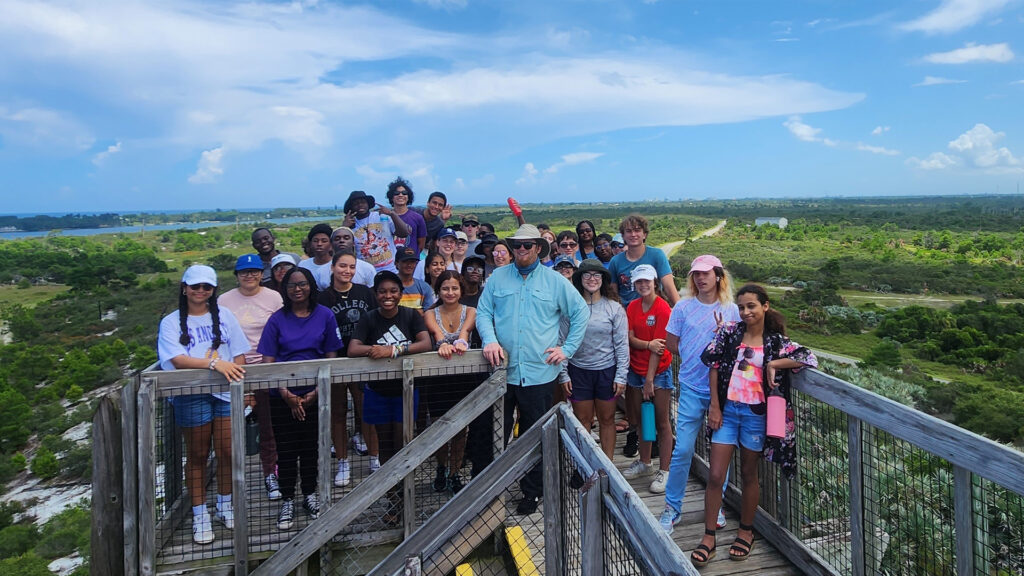 EcoExplorers discovering the ecosystems of South Florida atop Hobe Mountain at Jonathan Dickinson State Park. (Photo courtesy of the Museum of Discovery and Science)