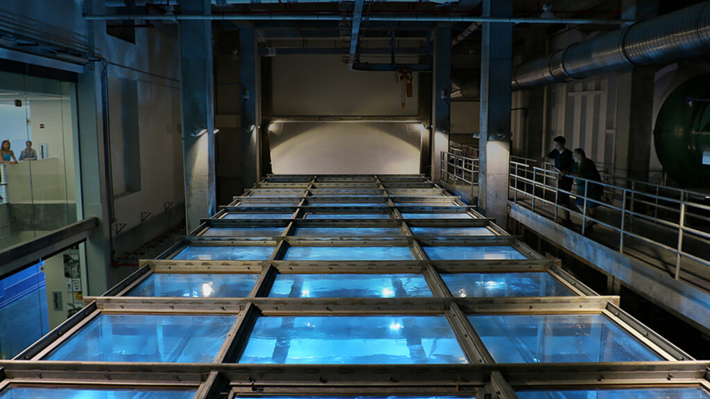 The wind-wave tank at the SUSTAIN laboratory (Photo: University of Miami Rosenstiel School of Marine, Atmospheric, and Earth Science)