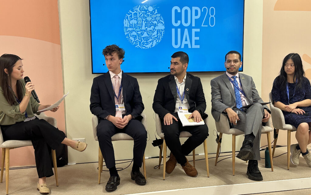 Will Charouhis, a 17-year-old climate activist from Miami, takes part in a panel discussion at COP28 in Dubai. (Submitted image)