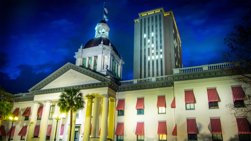 The historic Florida Capitol with the modern Capitol complex in the background (iStock image)