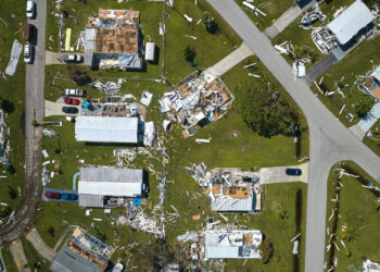An aerial view of damage caused by Hurricane Ian (iStock image)