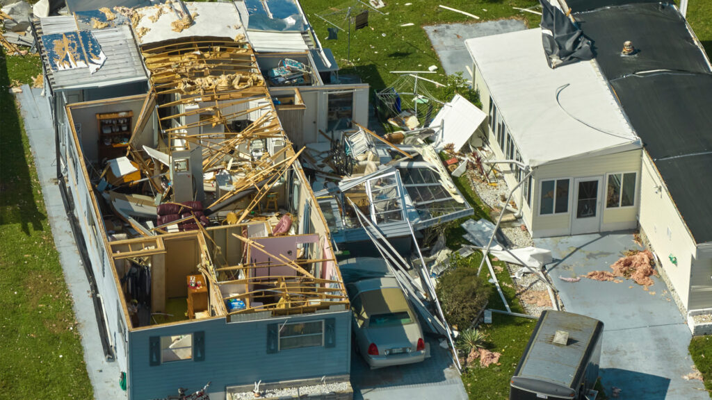 A mobile home damaged by Hurricane Ian (iStock image)