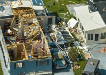 A mobile home damaged by Hurricane Ian (iStock image)