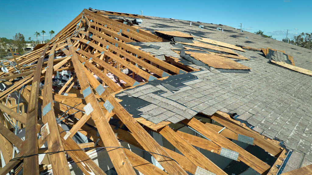 The roof of a home destroyed by Hurricane Ian (iStock image)