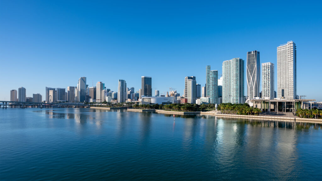 The city of Miami reflected in the waters of Biscayne Bay (iStock image)