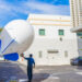 A 12-by-5-foot smart balloon will collect aerosol data at 200 feet of elevation over the McArthur Engineering Building. (Photo: Joshua Prezant/University of Miami)