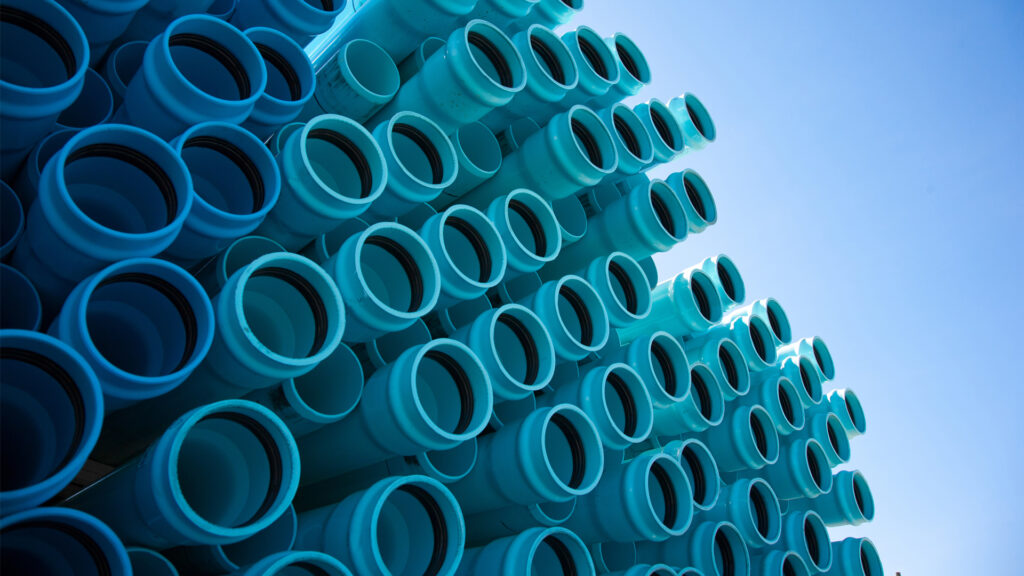 A pile of PVC water pipes (iStock image)