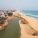 Construction of the "sand motor" project in Benin. (Courtesy of Boskalis)